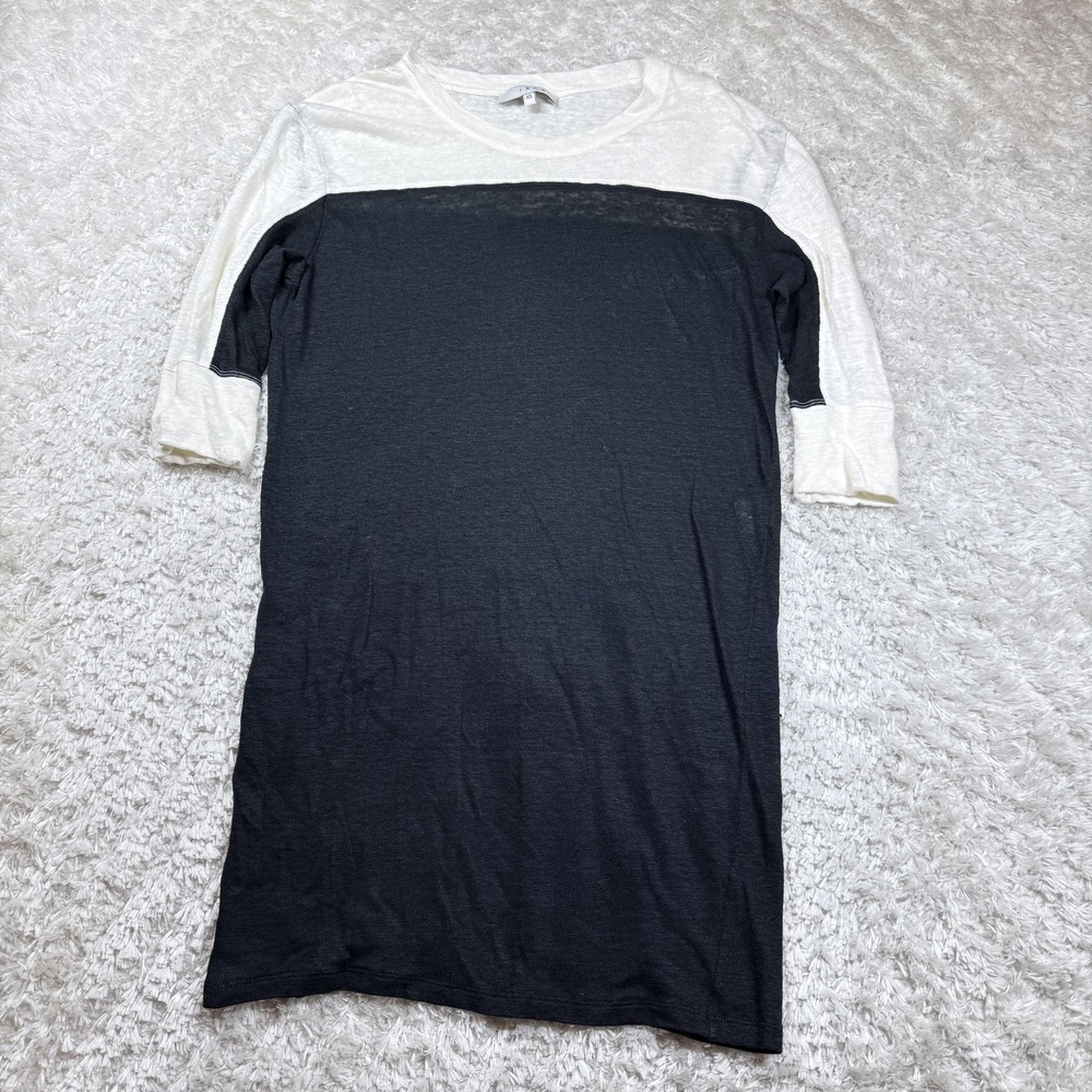 IRO Dress Womens XS Black White Carolyn Linen 3/4 Sleeve Elevated Casual Resort